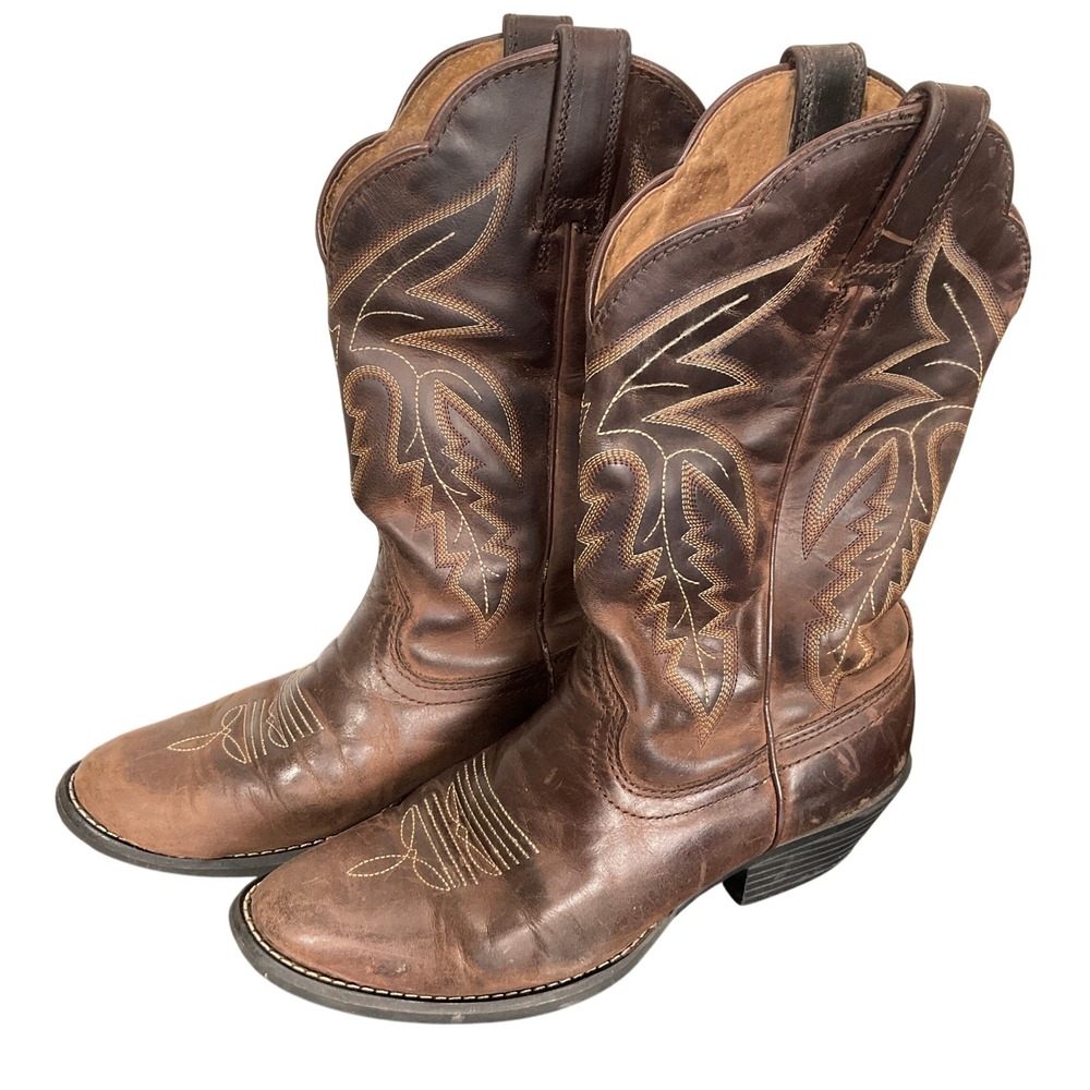 Shyanne Western Boots Women 7.5B Brown Stitched Leather BSWSP22P9 Western Cowboy